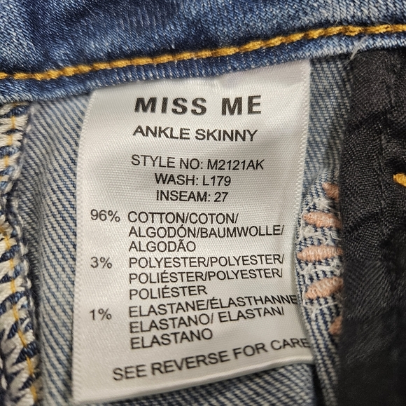 Miss Me Embroidered Rhinestone Embellished y2k Skinny Jean Women's 29 - Picture 6 of 11